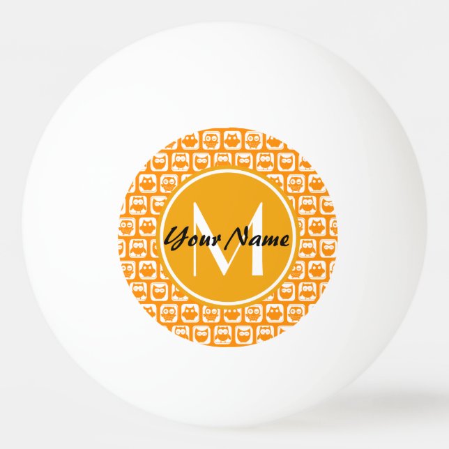 Balle De Ping Pong Orange Owls Custom Monogramme (Devant)