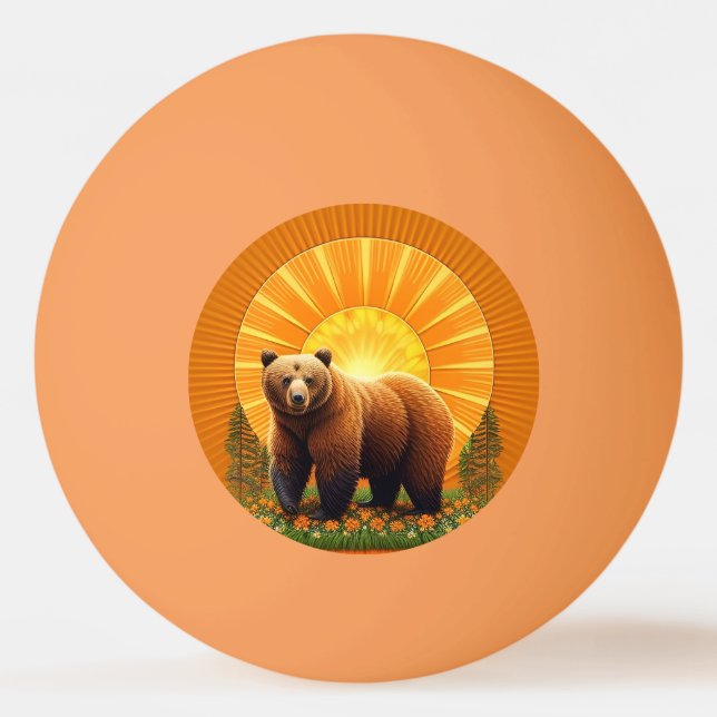 Balle De Ping Pong Ours Brun Majestueux  (Devant)