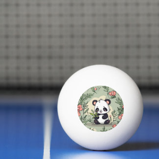 Balle De Ping Pong Ours de panda blanc sur fleurs