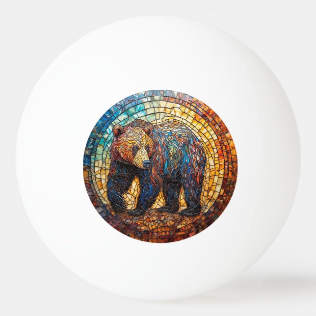 Balle De Ping Pong Ours grizzli en design artistique (Devant)