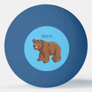 Balle De Ping Pong Ours mignon avec dessin animé sur les fleurs