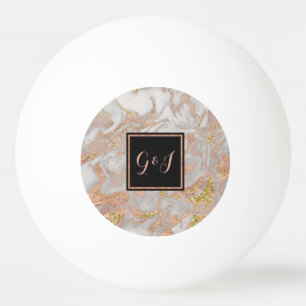 Balle De Ping Pong Paire de lettres monogrammes modernes en faux marb