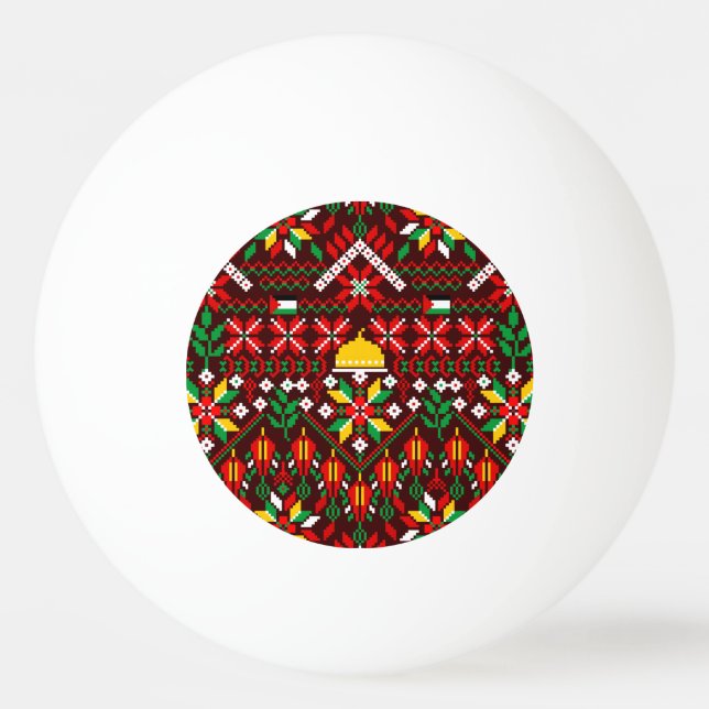 Balle De Ping Pong Palestine Tatreez Broderie traditionnelle (Devant)