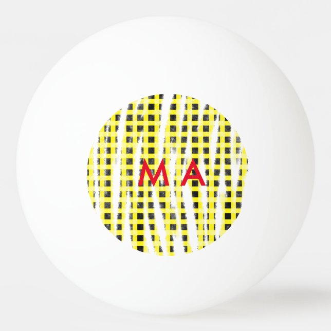 Balle De Ping Pong Panneau de contrôle Jaune Noir ajouter nom nom mon (Devant)