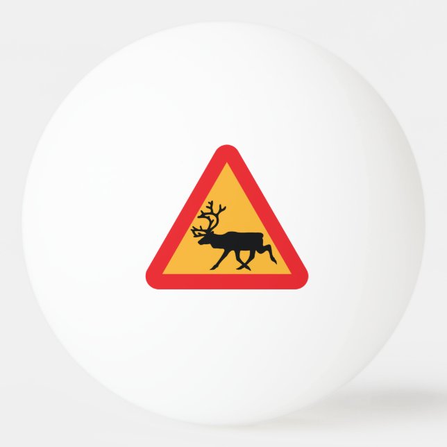 Balle De Ping Pong Panneau de signalisation suédois Caution Reindeer (Devant)