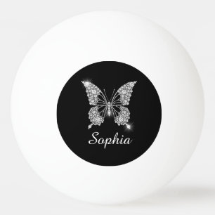 Balle De Ping Pong Papillon Diamant Blanc, Nom de Script, Noir
