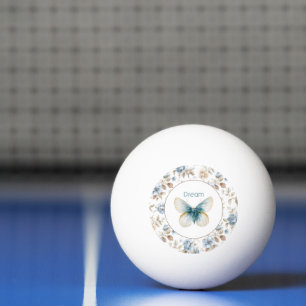 Balle De Ping Pong Papillon Fleurs Marron Crème Bleu Tan