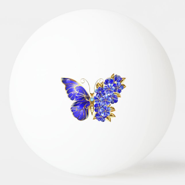 Balle De Ping Pong Papillon saphir à fleurs (Devant)