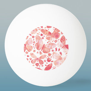 Balle De Ping Pong Papillons Aquarelle Corail rose