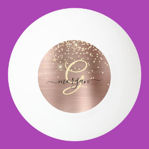 Balle De Ping Pong Parties scintillant d'or, Monogramme d'or, Nom de 