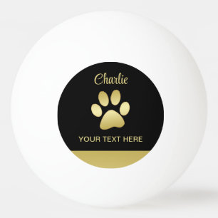 Balle De Ping Pong Paw chien brillant or sur arrière - plan noir