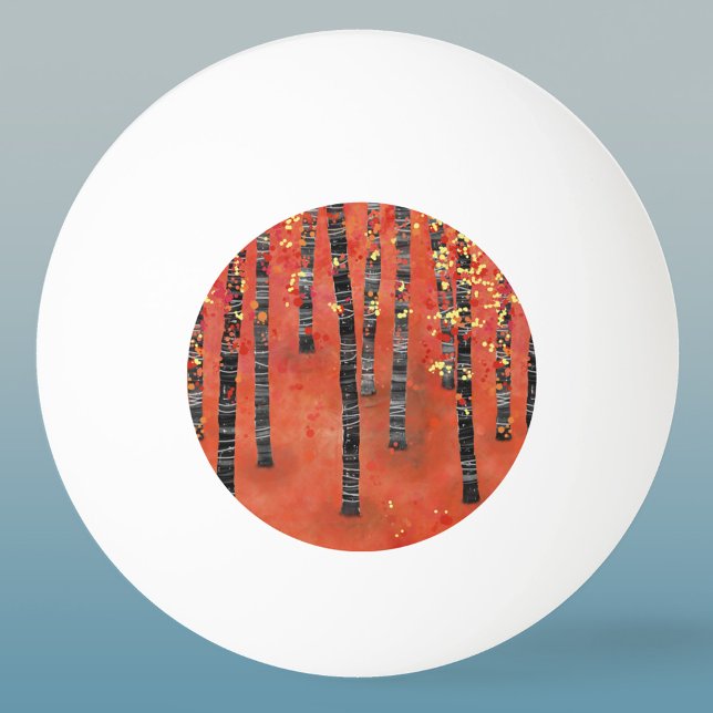 Balle De Ping Pong Paysage de la forêt de Birch (Red abstract forest ping pong ball)