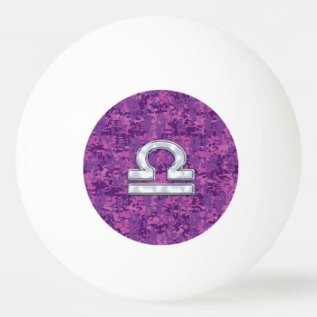 Balle De Ping Pong Pearl Libra Zodiac Sign on Fuchsia Camo numérique (Devant)