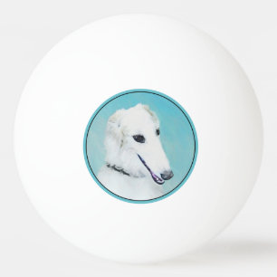 Balle De Ping Pong Peinture de Borzoi (Blanc) - Joli Chien d'origine
