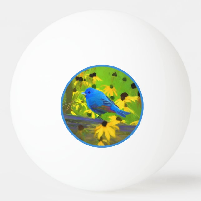 Balle De Ping Pong Peinture de Bunting Indigo - Art original pour ois (Devant)