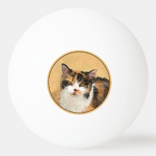 Balle De Ping Pong Peinture de chat Calico - Cute Original Cat Art