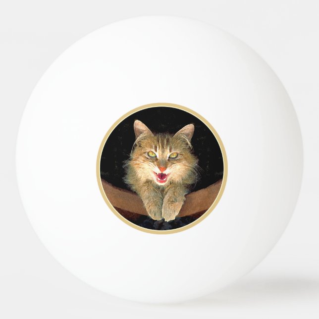 Balle De Ping Pong Peinture de chat Mad - Cute Original Cat Art (Devant)