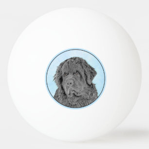 Balle De Ping Pong Peinture de Terre-Neuve - Cute Original Chien Art