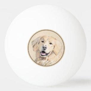 Balle De Ping Pong Peinture Golden Retriever - Joli art original chie