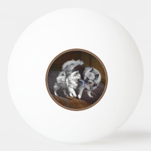 Balle De Ping Pong Peinture Keeshond Playtime - Jolie art original ch