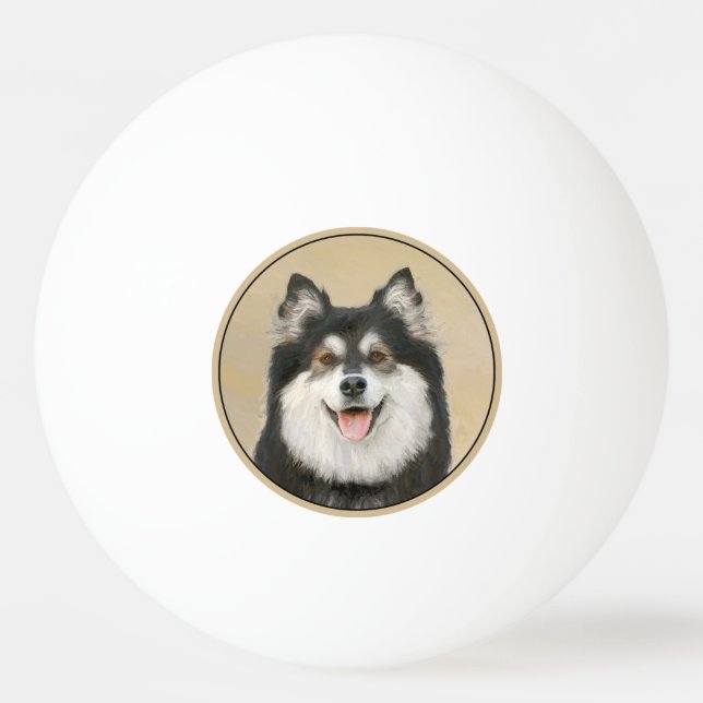 Balle De Ping Pong Peinture Lapphund Finlandaise - Joli art original  (Devant)