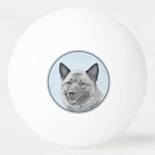 Balle De Ping Pong Peinture norvégienne Elkhound - Art original Chien