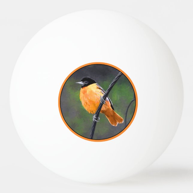 Balle De Ping Pong Peinture Oriole - Art Oiseau Original (Devant)