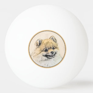 Balle De Ping Pong Peinture Poméranienne (orange) - Art Chien origina