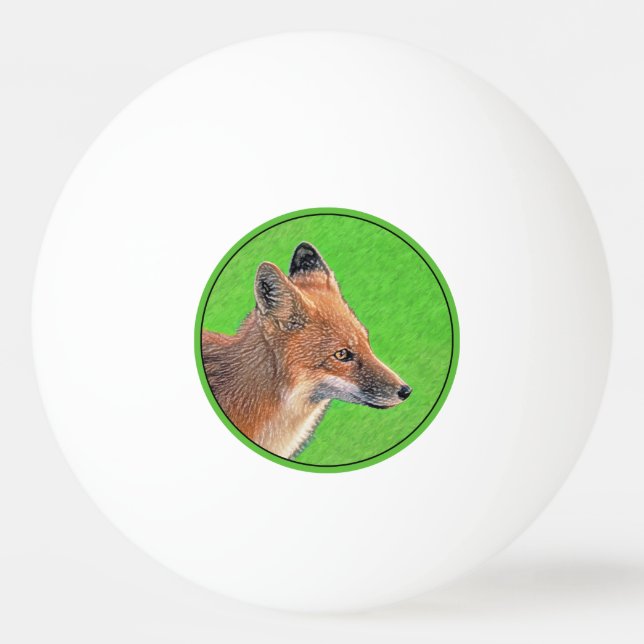 Balle De Ping Pong Peinture Red Fox - Art original de la faune (Devant)