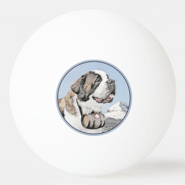 Balle De Ping Pong Peinture Saint Bernard - Cute Original Chien Art (Devant)