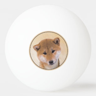 Balle De Ping Pong Peinture Shiba Inu (Rouge) - Art Chien original