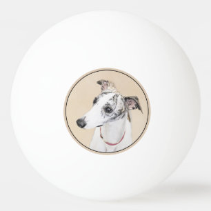 Balle De Ping Pong Peinture Whippet - Jolie art original chien