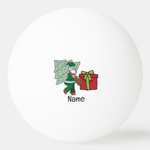 Balle De Ping Pong Père Noël et sapin de Noël et boîte cadeau rouge