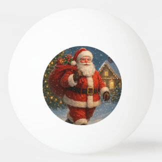 Balle De Ping Pong Père Noël vintage Noël Pays merveilleux d'hiver