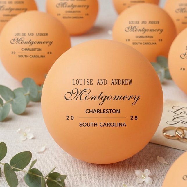 Balle De Ping Pong Personalized Monogram Wedding  (Personalized Monogram Wedding Ping Pong Ball)
