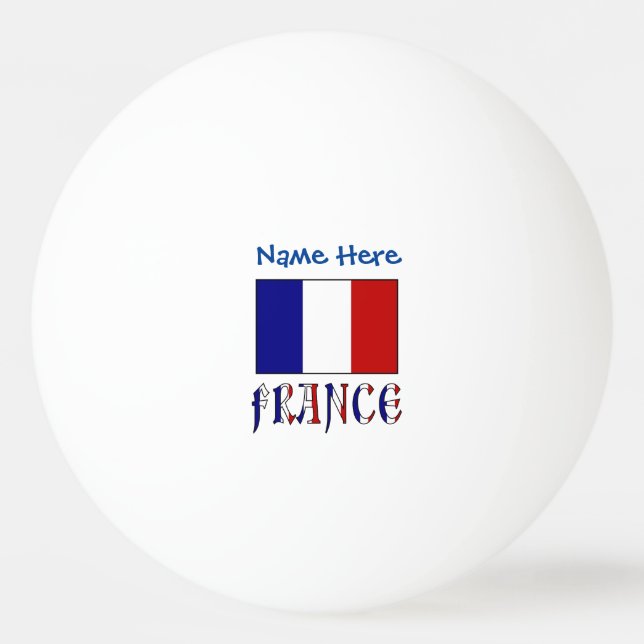 Balle De Ping Pong Personnalisation de la France et du drapeau bleu (Devant)