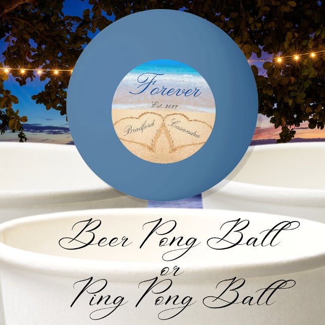 Balle De Ping Pong Personnalisé pour toujours | Coeurs dans le sable (Créateur téléchargé)