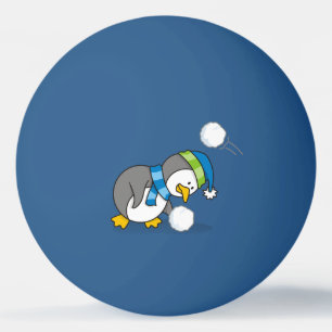 Balle De Ping Pong Petit manchot obtenant une boule de neige