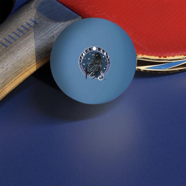 Balle De Ping Pong Phases de la lune corail Étoiles Bleu (Créateur téléchargé)