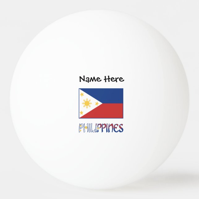Balle De Ping Pong Philippines et drapeau philippin et votre nom (Devant)