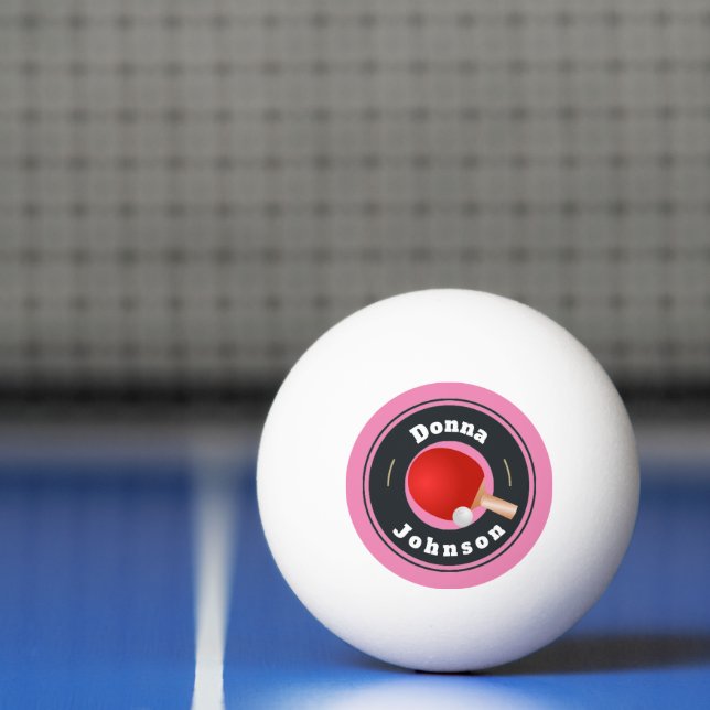 Balle De Ping Pong Ping Pong Ball - Custom Ajouter votre nom rose (Filet)