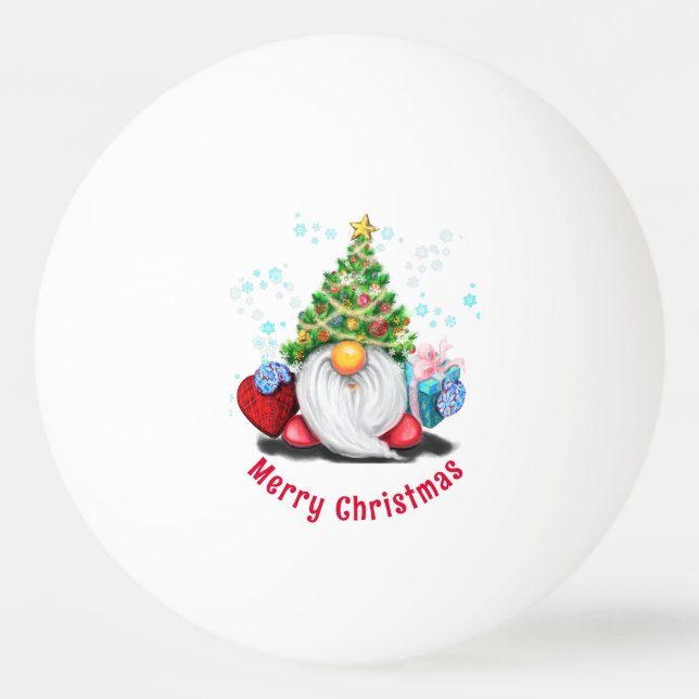 Balle De Ping Pong Ping Pong de Noël Gnome avec cadeau (Devant)