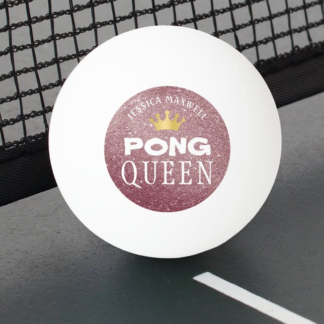 Balle De Ping Pong PING PONG QUEEN Rose Gold Parties scintillant Nom (Créateur téléchargé)