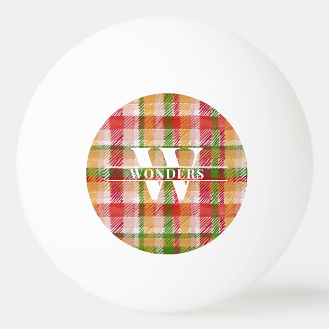 Balle De Ping Pong Plaide Tartan Vierge Monogrammé (Devant)