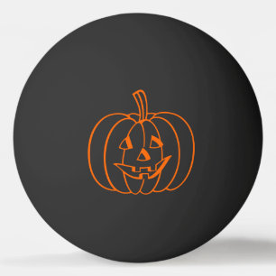 Balle De Ping Pong Plan de Citrouille Jack-O-Lantern orange sur noir