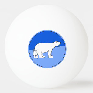 Balle De Ping Pong Polar Bear Mom and Cub Peinture - Wildlife Art