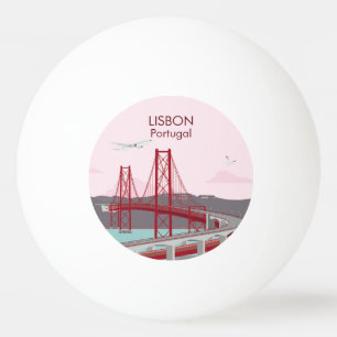 Balle De Ping Pong Pont de Lisbonne sur le fleuve Tage au style vinta