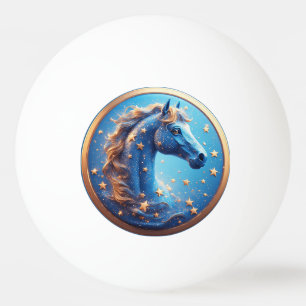 Balle De Ping Pong Portrait de cheval de dessin animé charmant avec d