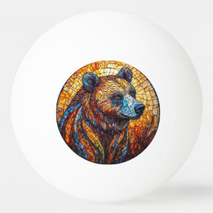 Balle De Ping Pong Portrait d'ours coloré dans un art de vitrail