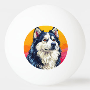 Balle De Ping Pong Portrait élégant de Husky avec coucher de soleil v